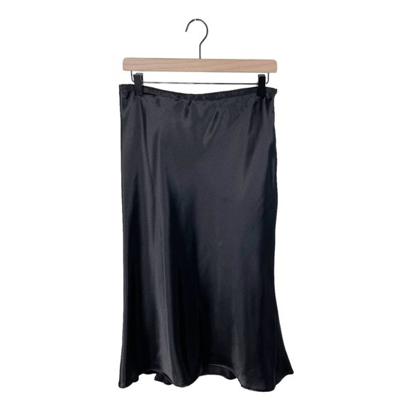 Vintage 90s Y2K JBS Ltd Black Silky Satin Midi Skirt A-line Size Medium Gothic | Poshmark