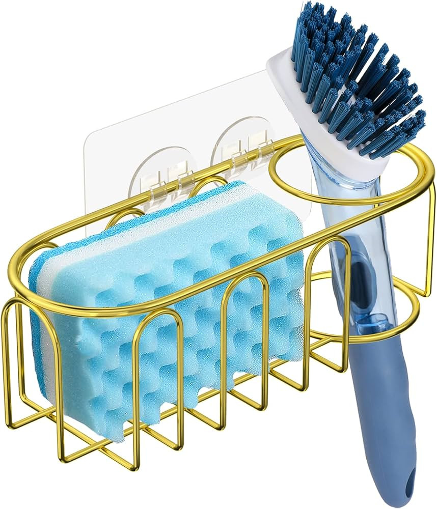 stusgo 2 in 1 Sink Sponge Holder, Adhesive Sponge Caddy for Kitchen Sink, SUS304 Stainless Steel,... | Amazon (US)