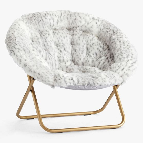 Gray Leopard Faux Fur Hang-A-Round Chair | Pottery Barn Teen