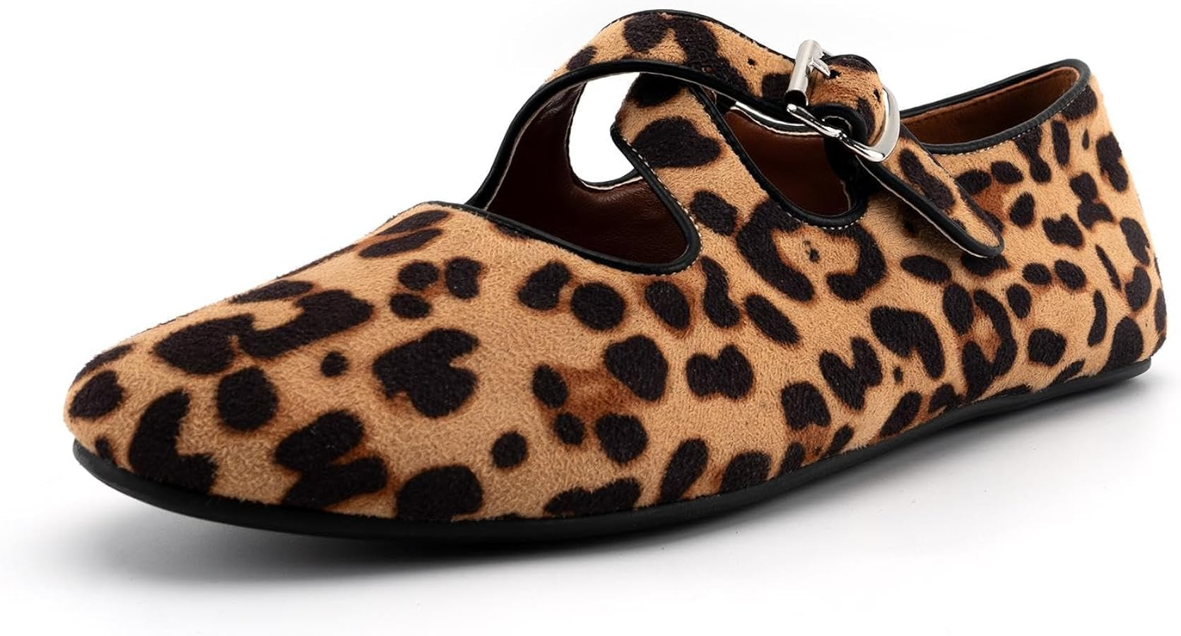 Women's Round Toe Mary Jane Flats with Cross Strap and Ankle Buckle Closure Comfortable Daily Dre... | Amazon (US)