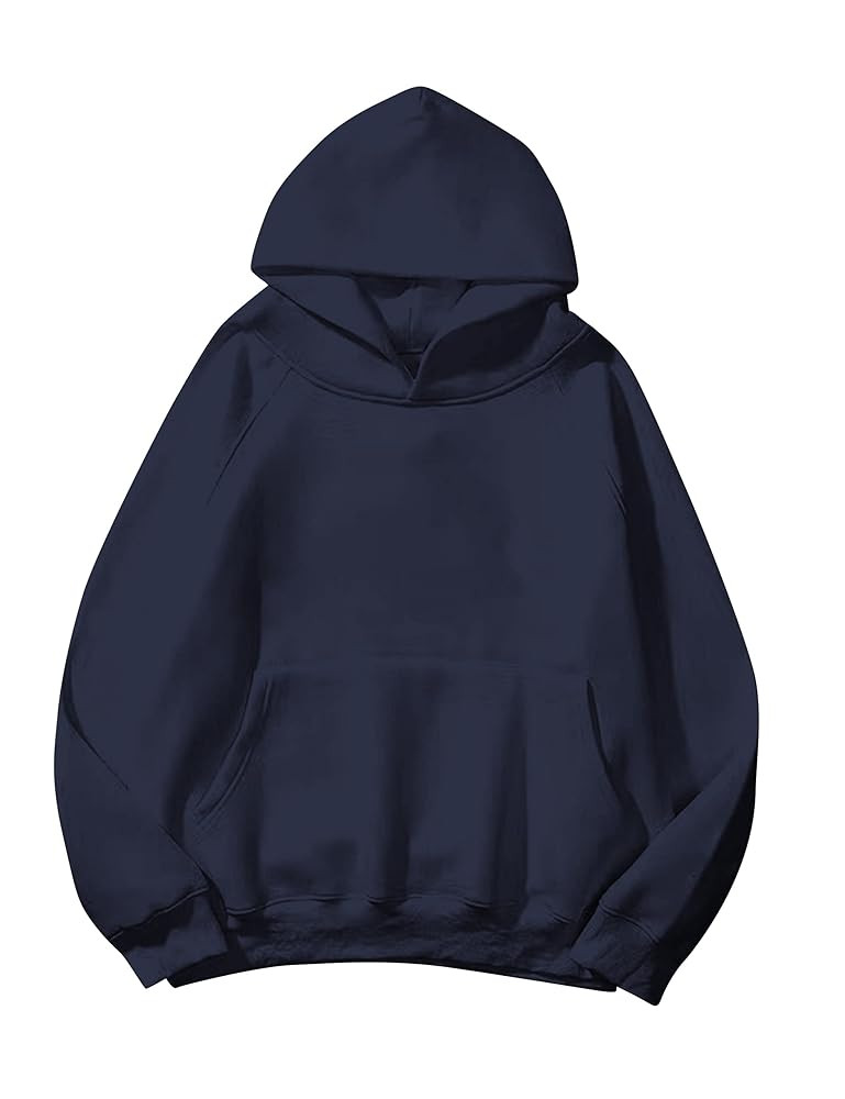 Lauweion Women Solid Basic Fleece Letter Loose Hoodie Sweatshirt Long Sleeve Kangaroo Pocket Drop... | Amazon (US)