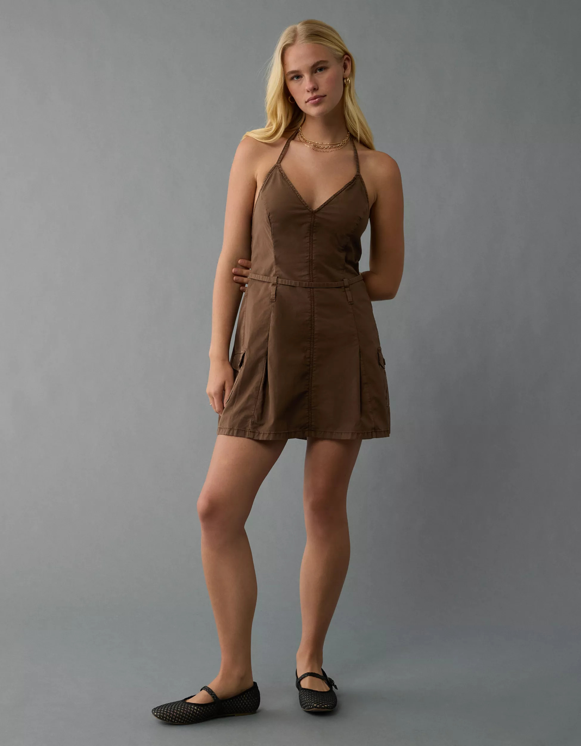 AE Halter Cargo Mini Dress | American Eagle Outfitters (US & CA)