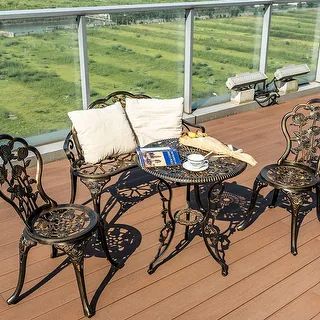 Patio Cast Aluminum Bistro Set with Umbrella Hole | Bed Bath & Beyond