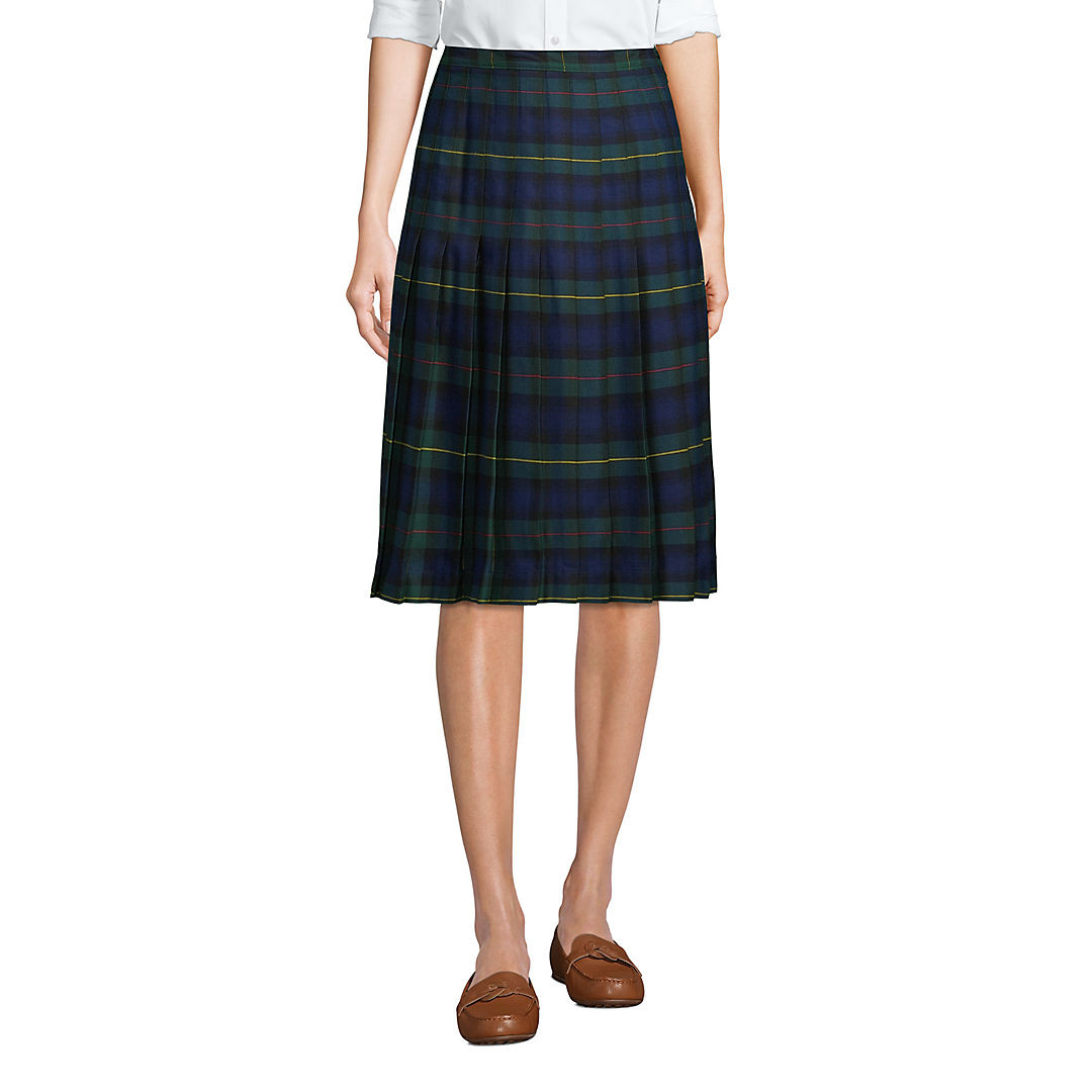 Women's Below The Knee Plaid Pleated Skirt | Lands' End (US)