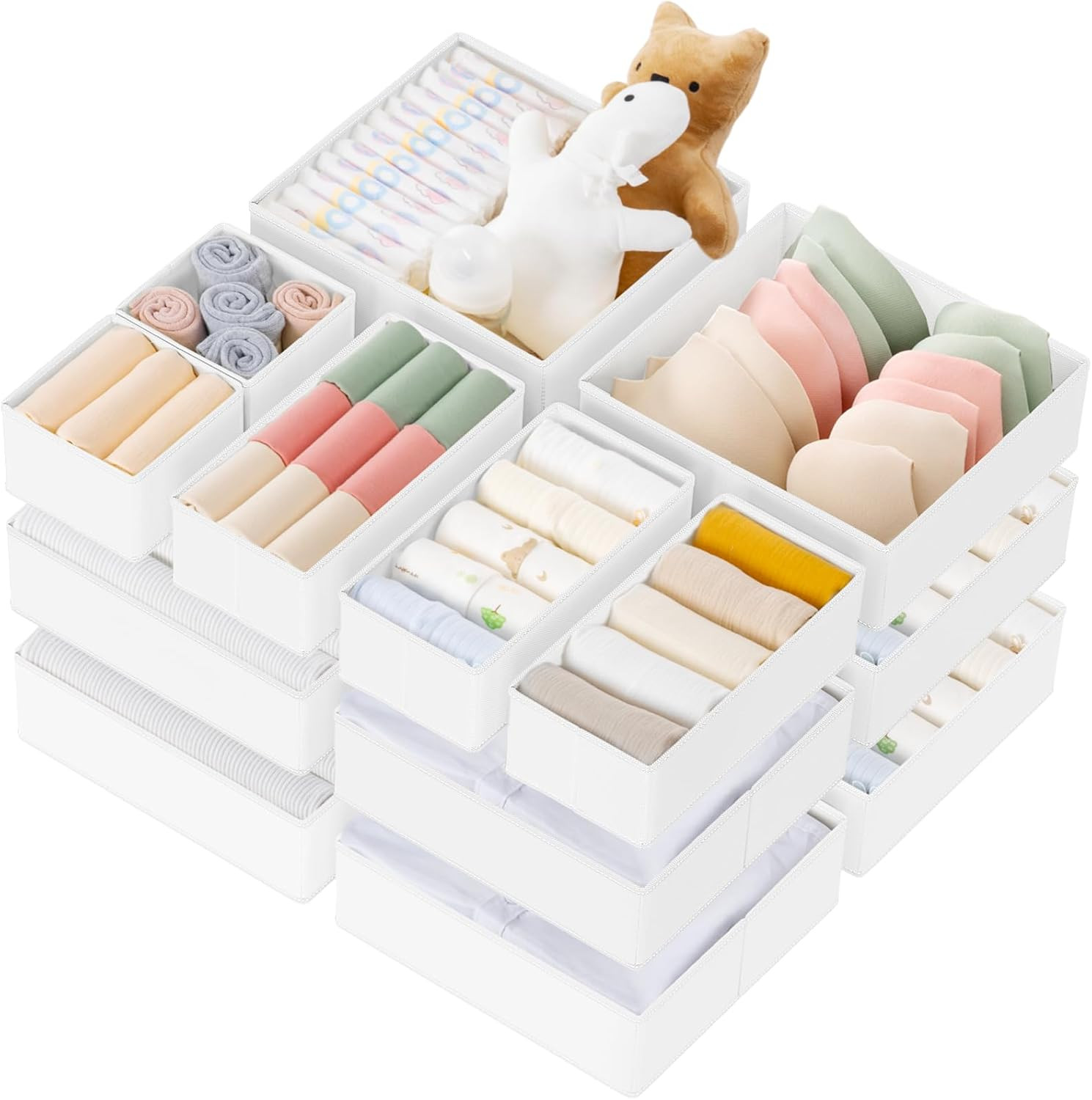 Criusia Drawer Organizer Clothes, 21 Pack Dresser Organizer for Baby Clothes, Underwear, Sock- Fo... | Amazon (US)