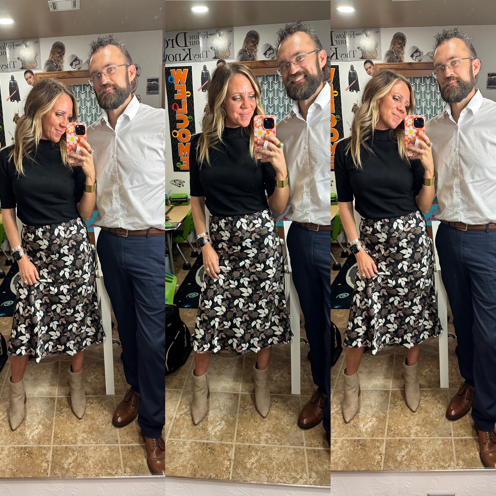 Another couples edition look! Kyle is wearing all @dillards … This skirt is from @shopreddress and it is so so good! I love the satin material and the link is perfect for fall! The top is @vicidolls I can’t link this exact too, but found some similar options! Booties are also @shopreddress #reddress #shopreddress #vici #fall #dillards #fallfashion #LTKStyleTip 


#LTKHoliday #LTKMens #LTKootd