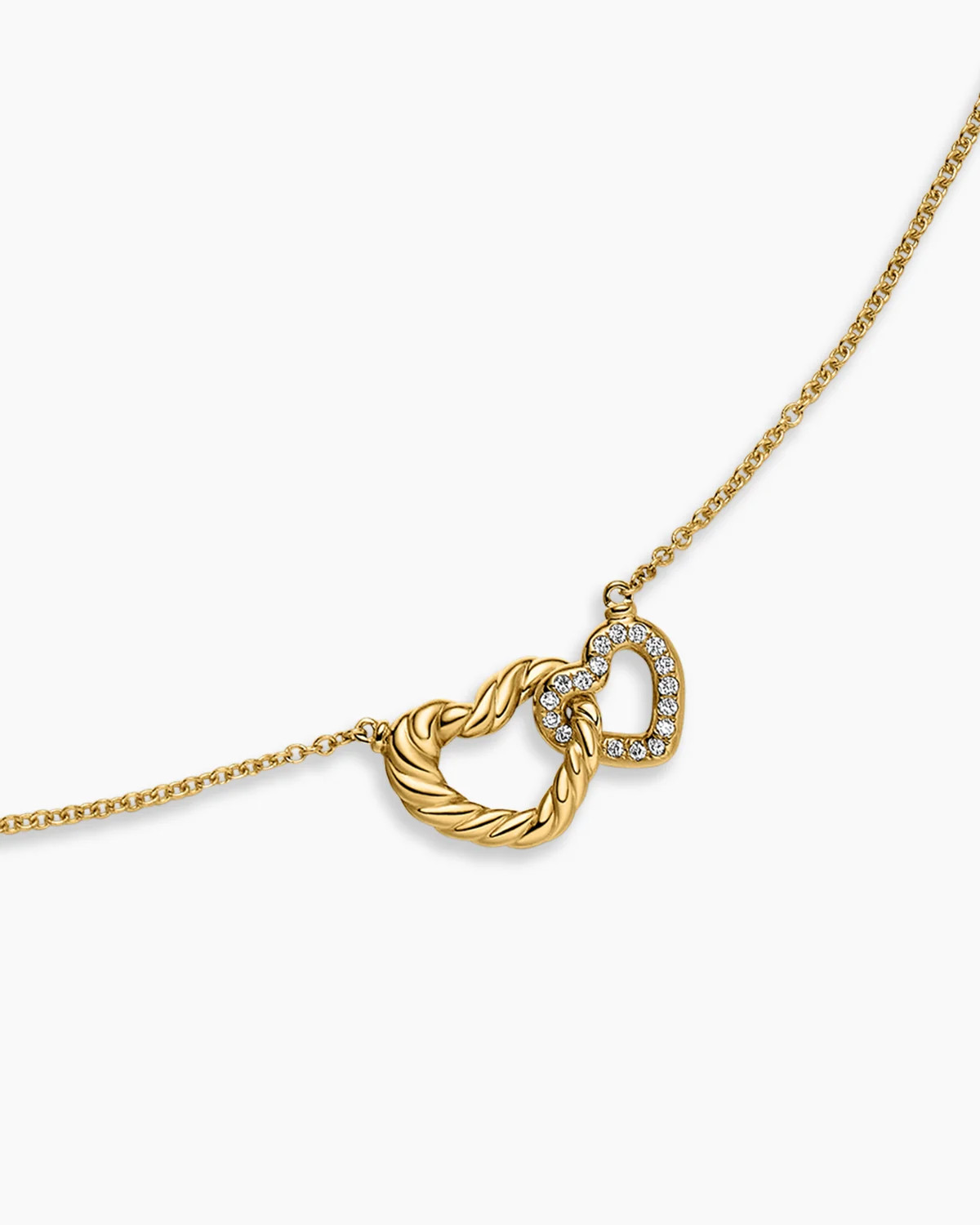 David Yurman | Cable Collectibles® Interlocking Heart Necklace in 18K Yellow Gold with Diamonds,... | David Yurman