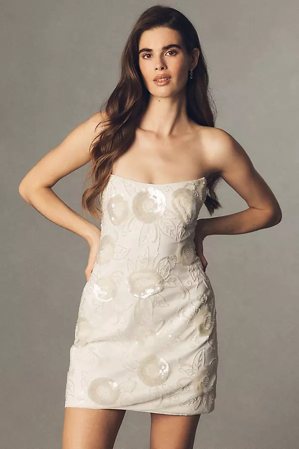 BHLDN Strapless Embellished Mini Dress | Anthropologie (US)