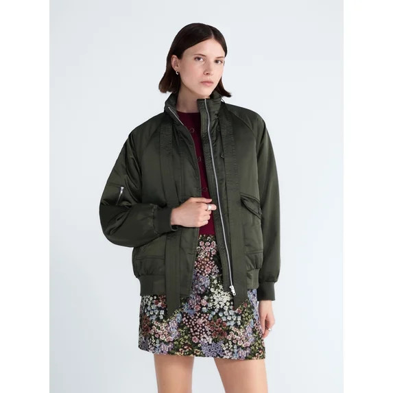 Free Assembly Women's Bow Tie Bomber Jacket, Sizes XS-XXL | Walmart (US)