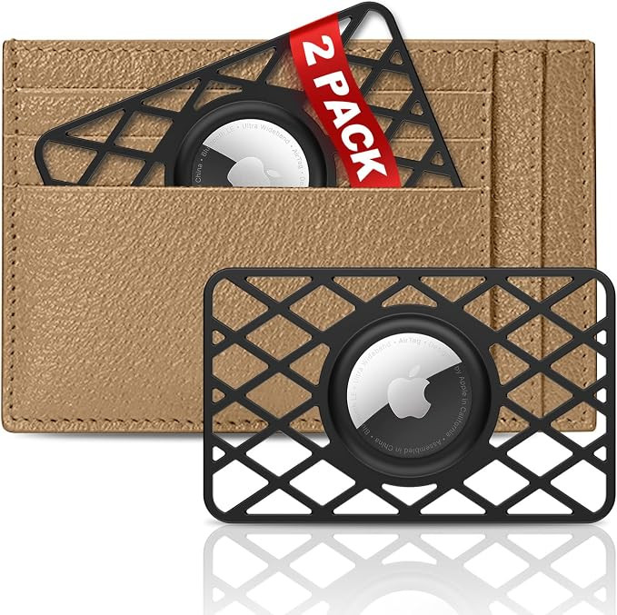 SUPFINE 2 Pack Airtag Holder Wallet, Slim Card Case Keychain for Apple Air tag, 0.1 inch Thicknes... | Amazon (US)