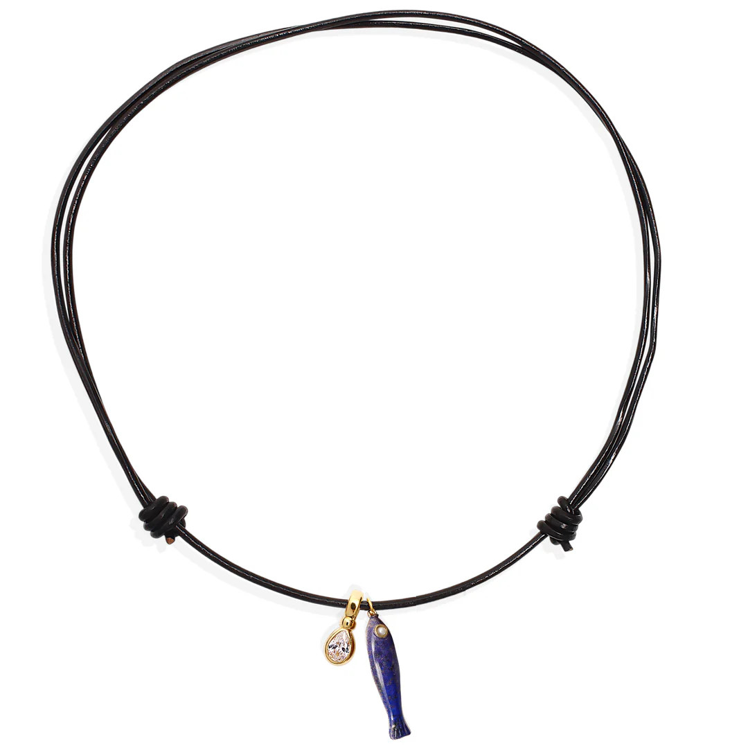 MAHI Necklace - Leather & CZ | Alona