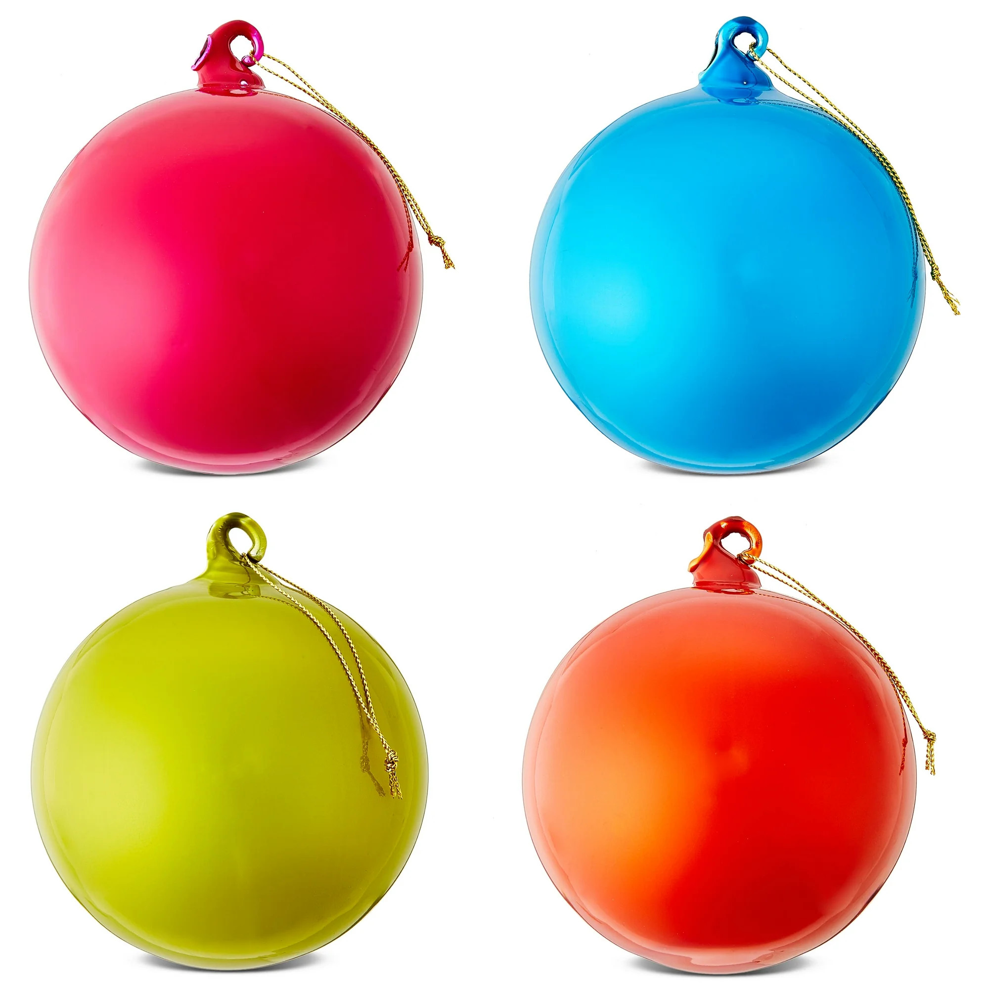 Multicolor Glass Ball Christmas Ornaments, 4", 4 Count, by Holiday Time | Walmart (US)
