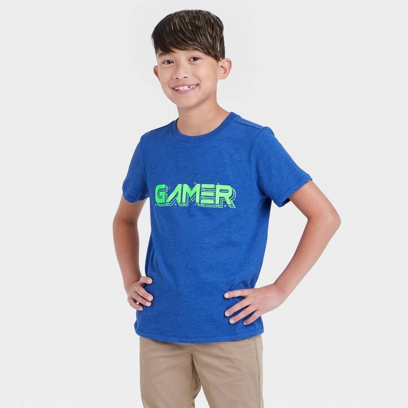 Boys' 'Gamer' Graphic Short Sleeve T-Shirt - Cat & Jack™ Blue | Target