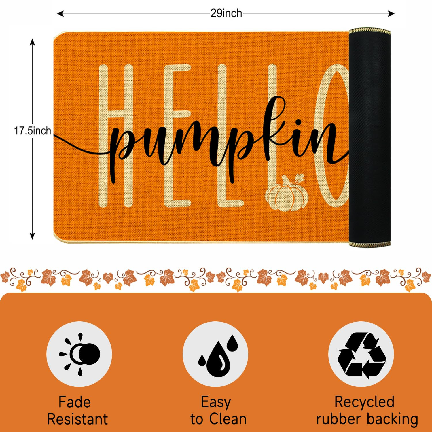 Hello Pumpkin Door Mat Welcome Decorative, Autumn Thanksiving Pumpkin Farmhouse Outdoor Indoor Pa... | Amazon (US)