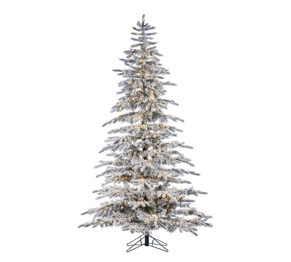 Pre-Lit Flocked Mountain Pine Artificial Christmas Tree, 9' | Pottery Barn (US)