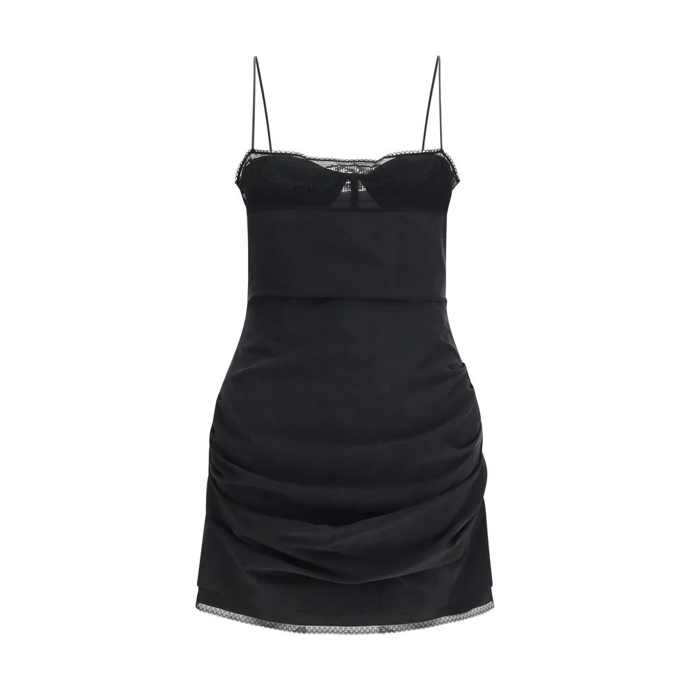 Magda Butrym Lace-Trimmed Silk Dress — Black | Italist Inc.