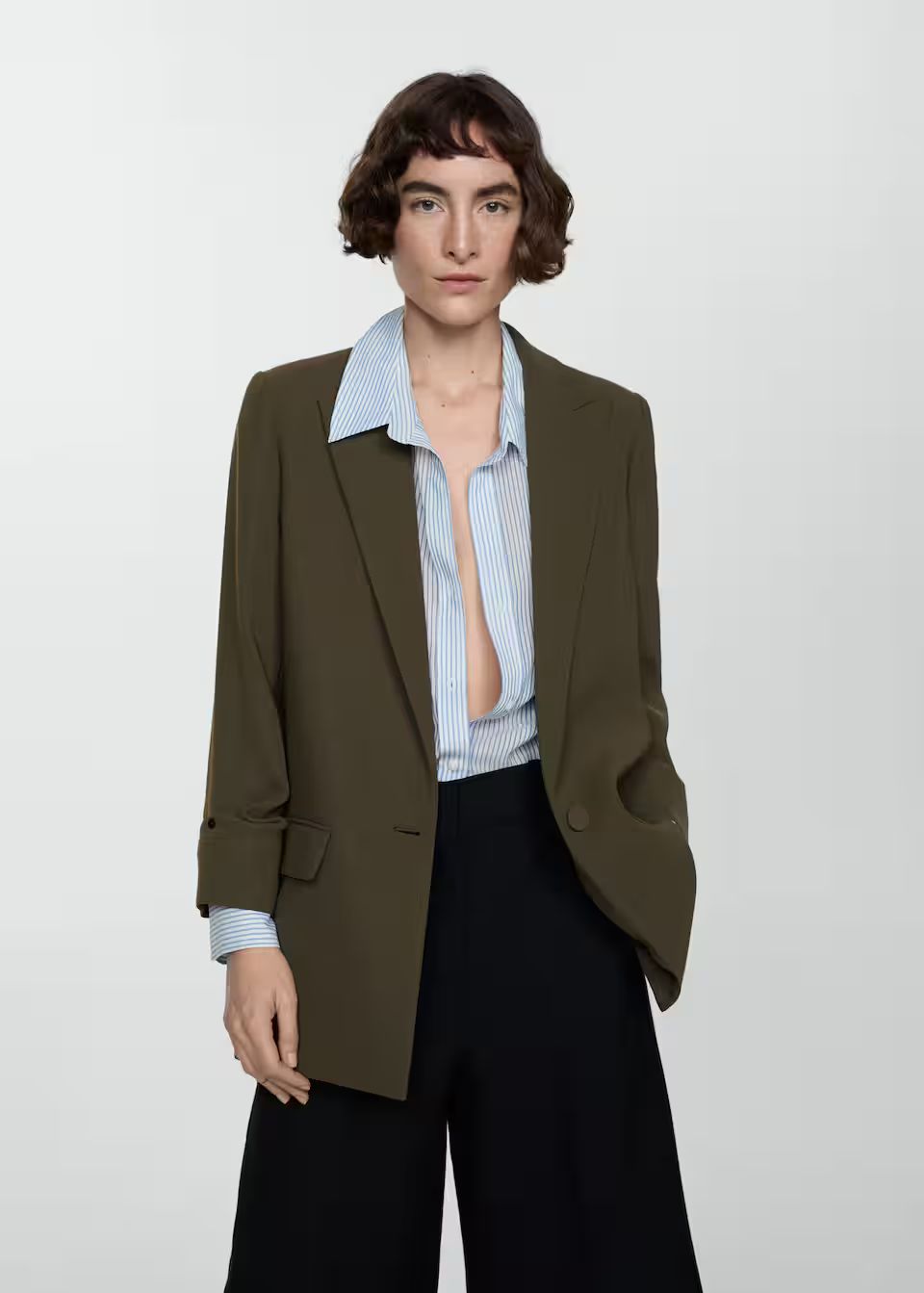 Tailored jacket with turn-down sleeves  -  Women | Mango USA | MANGO (US)