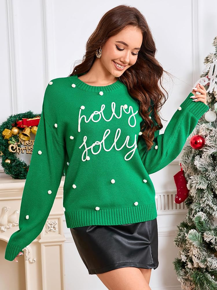 Simplee Womens Christmas Sweaters Long Sleeve Crewneck Oversized Sweater Fashion Winter Knitted P... | Amazon (US)