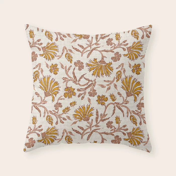 KALAMI FLORAL MUSTARD Throw Pillow | Society6