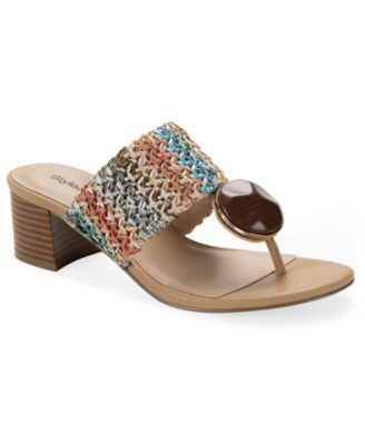 Women's Brandyy Embellished Raffia Chunky Heel Sandals | Macy's