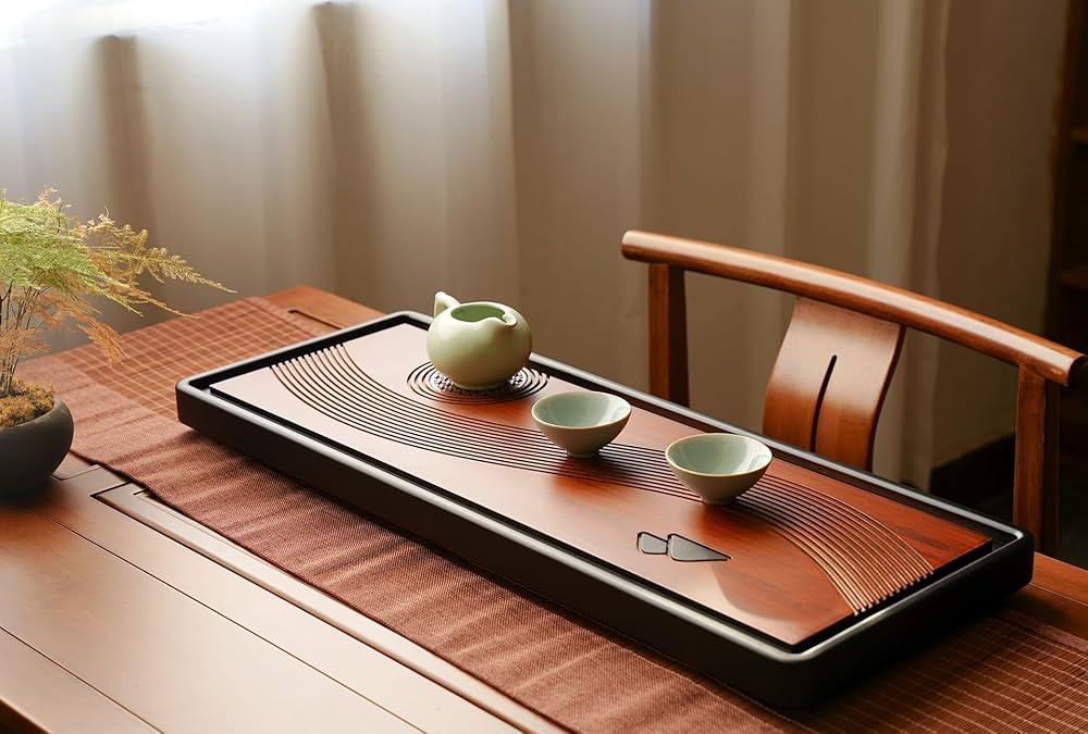 Bamboo Tea Tray Home Office Japanese Tea Set Tea Serving Tray 26x10x1.25in Vintage Chinese Kungfu... | Amazon (US)