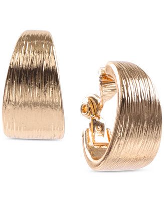 Gold-Tone Textured E-Z Comfort Clip-On Hoop Earrings | Macys (US)