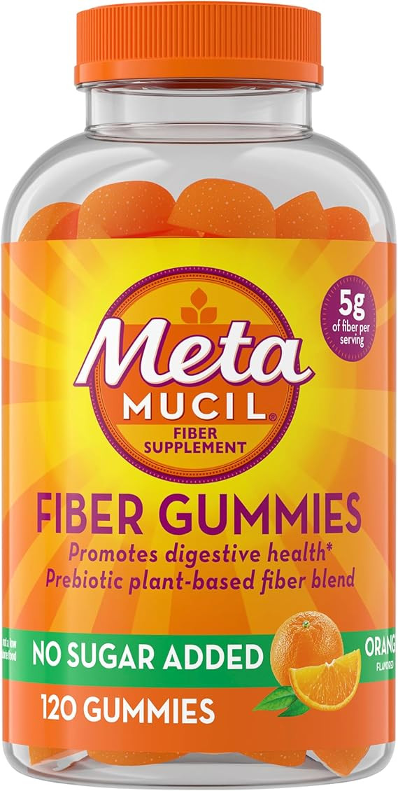 Metamucil Fiber Gummies for Adults, No Sugar Added Orange Flavor, 5g Prebiotic Plant Based Fiber ... | Amazon (US)
