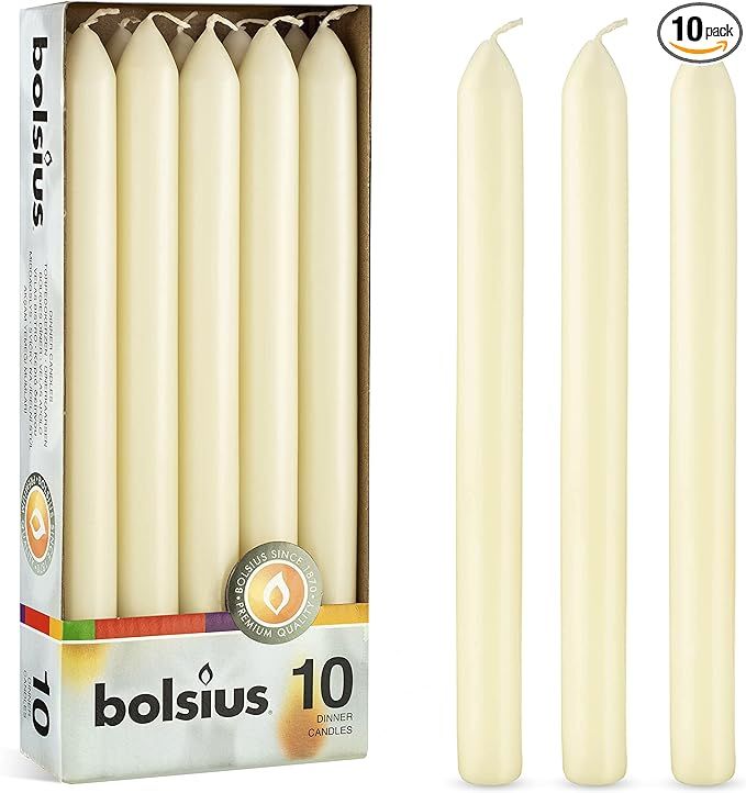 BOLSIUS 10 Count Household Ivory Dinner Candles - 9 Inches - Premium European Quality - Approx. 8... | Amazon (US)