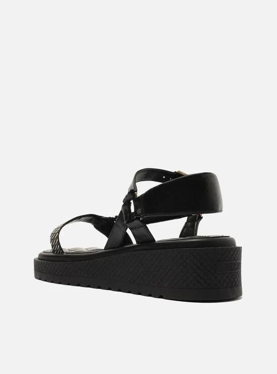 Sandália Papete Flatform Preta Arezzo Couro Gorgurão | ZZ Mall (BR)