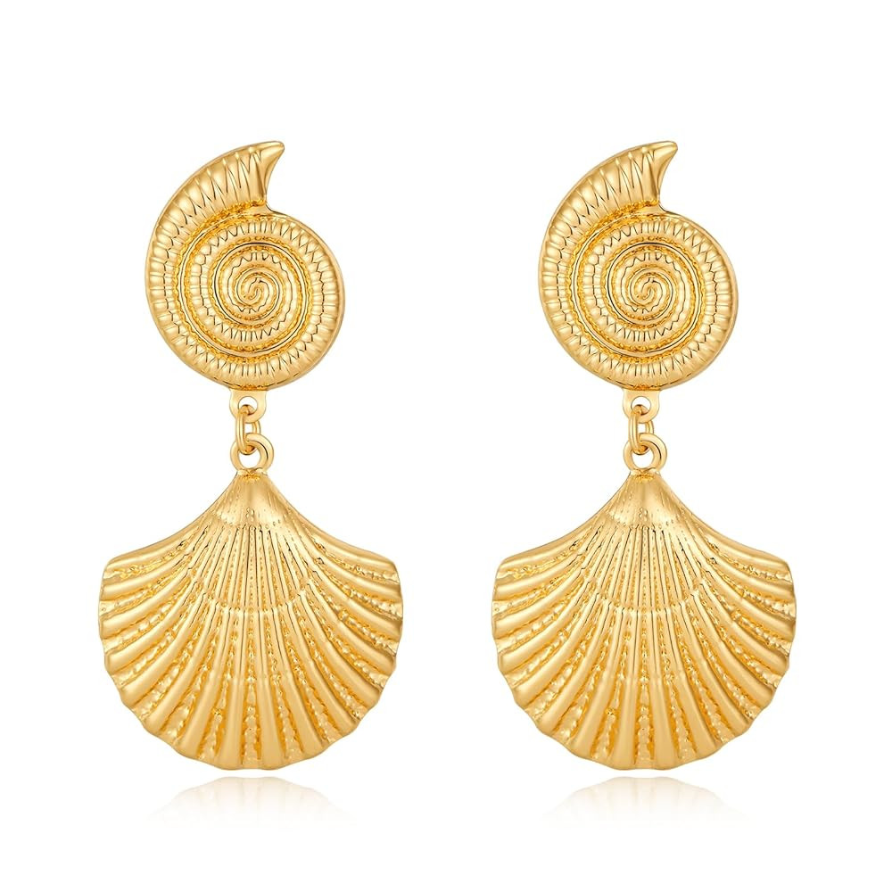 Gold/Silver Shell Dangle Earrings for Women Seashell Drop Dangle Earrings Ocean Beach Earrings Su... | Amazon (US)