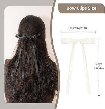 Hair Bows For Women, 4Pcs Bow Hair Clips Fabric Bowknot With Long Tail Hair Accessories Barrette ... | Amazon (US)
