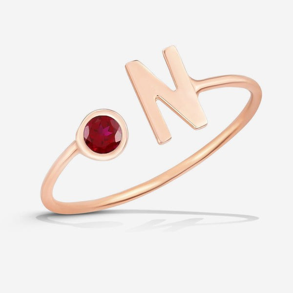Mini Letter Birthstone Ring by Kelly Bello | Ring Concierge