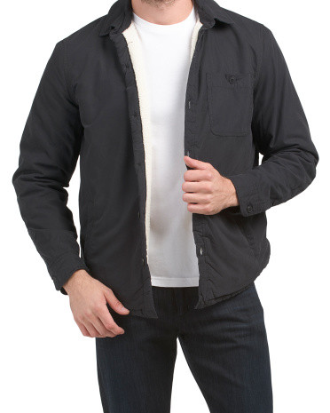 Sherpa Lined Twill Shacket | TJ Maxx