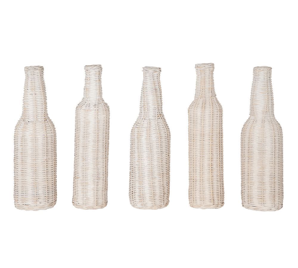 Woven Bottle Vases, Set of 5 - White | Pottery Barn (US)