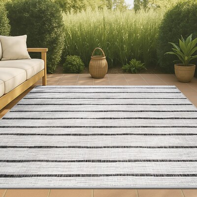 JONATHAN  Y Santa Monica Colonia Berber 8 x 10 (ft) Loomed Polypropylene Ivory/Black Rectangular ... | Lowe's