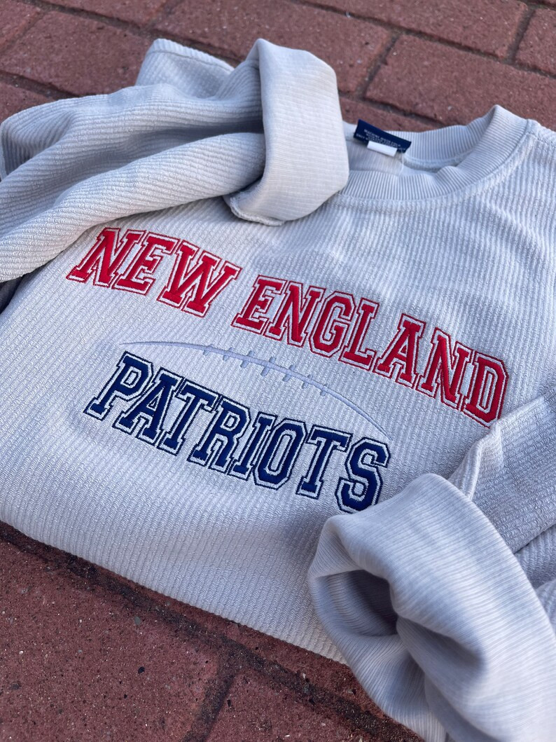 Embroidered New England Patriots Natural Colored Crewneck | Etsy (US)