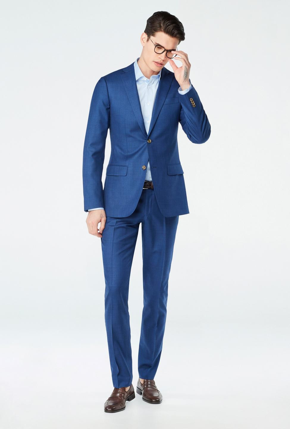 Hayle Sharkskin Blue Suit | Indochino
