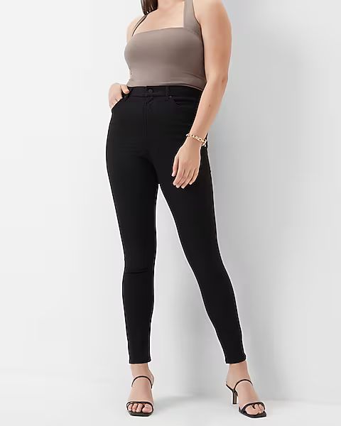 Super High Waisted Black Supersoft Skinny Jeans | Express