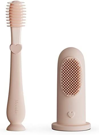 Moonkie Baby Finger Toothbrush Tongue Oral Cleaner Kit for 3 Months +, 2 Pcs (Blush) | Amazon (US)