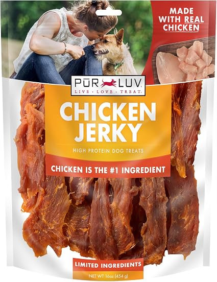Pur Luv Chicken Jerky Dog Treats, Made with 100% Real Chicken Breast, 16 Ounces, Healthy, Easily ... | Amazon (US)