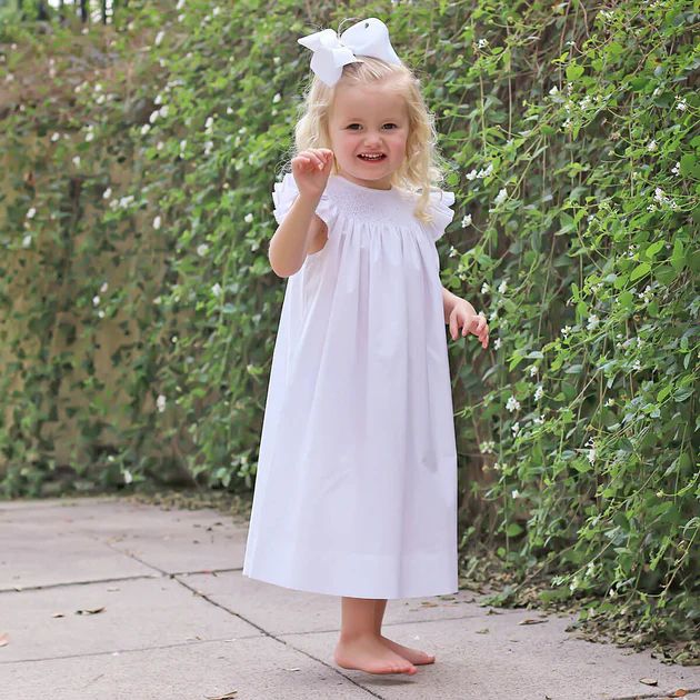Shine Like A Pearl White Smocked Dress | Classic Whimsy