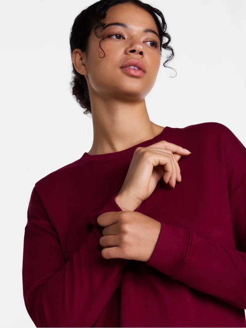 Joyspun Women's Fleece Lounge Sleep Top with Long Sleeves, Sizes XS-3X | Walmart (US)