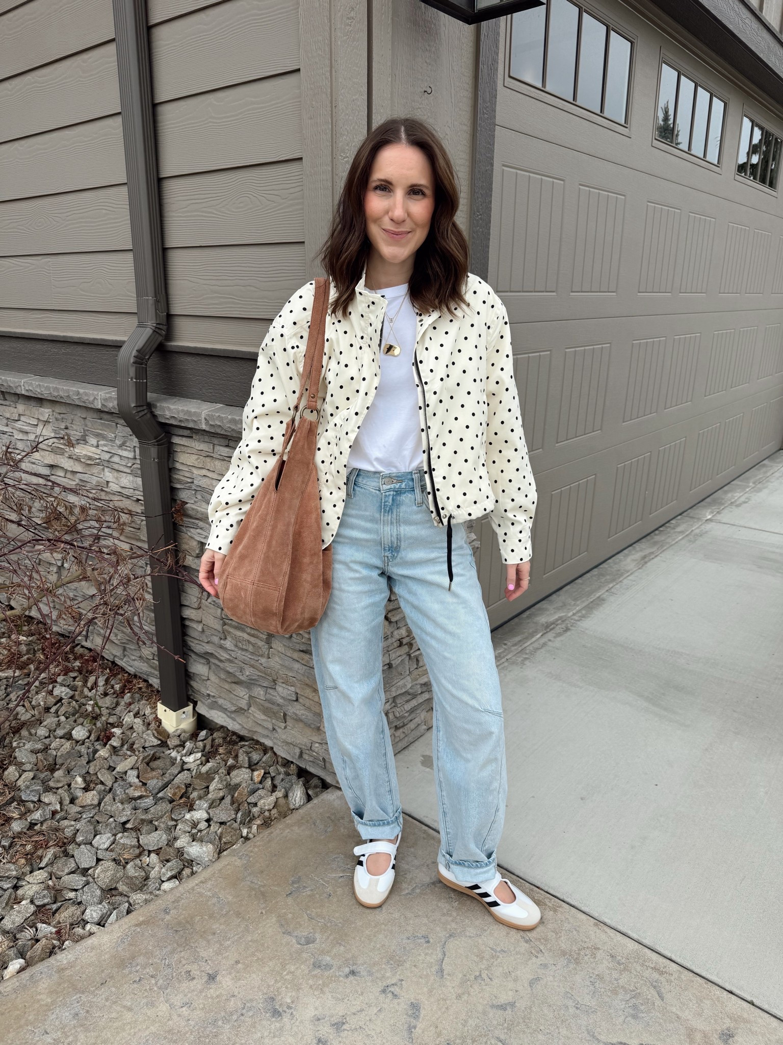 OOTD✨ my jacket is an Amazon find and comes in so many colors! I also can’t stop wearing these cinch waist barrel jeans!

Polka dot jacket, cinch waist, adidas Mary Jane’s, free people bag 

#LTKootd #LTKmomlife