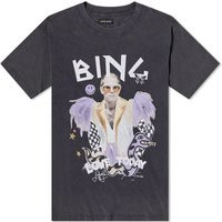 Anine Bing Women's Elton John Logo Lili T-Shirt in Washed Black, Size Medium | END. Clothing | End Clothing (US & RoW)