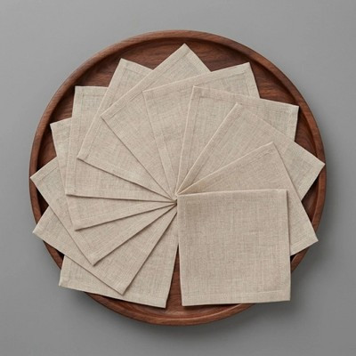 Solino Home Linen Cocktail Napkins Natural Set of 12, 6 x 6 Inches - Fete for Dining Table, Holiday and Everyday Table Decor | Target