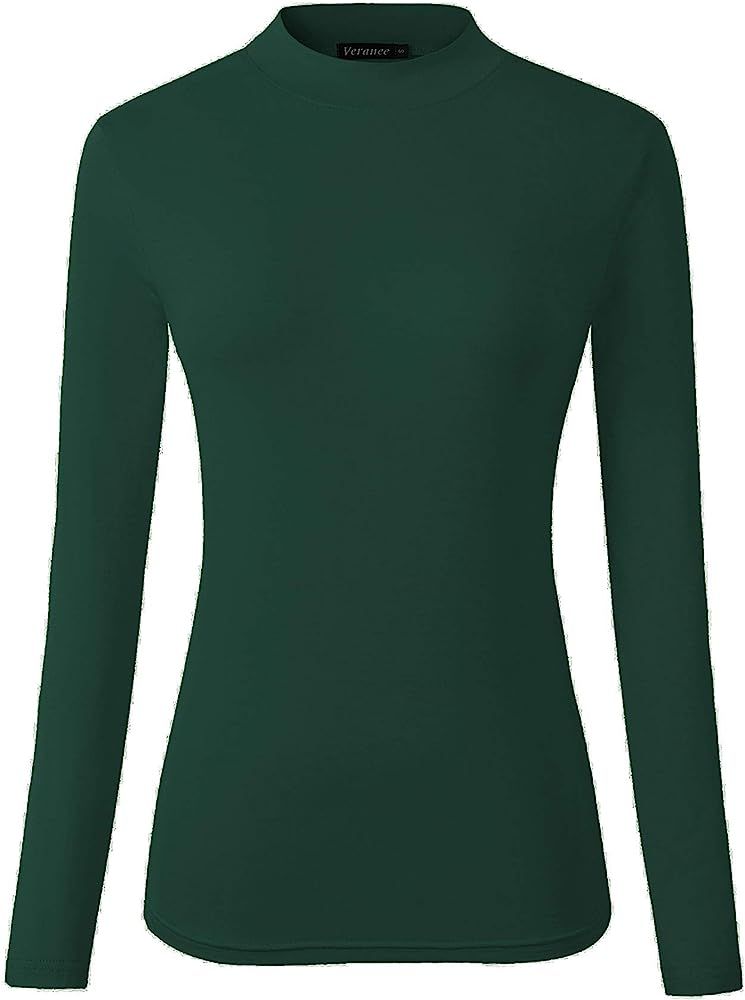 Veranee Women's Long Sleeve Slim Fit Turtleneck Basic Layering T-Shirt | Amazon (US)