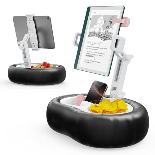TAZENI Tablet Kindle Pillow Stand Holder with 2 Trays Fit 4''-13'' Phone/Tablet/Kindle iPad Holder Stand for Bed with Soft PU Leather Reading Accessories Gift for Reading, Black | Amazon (US)