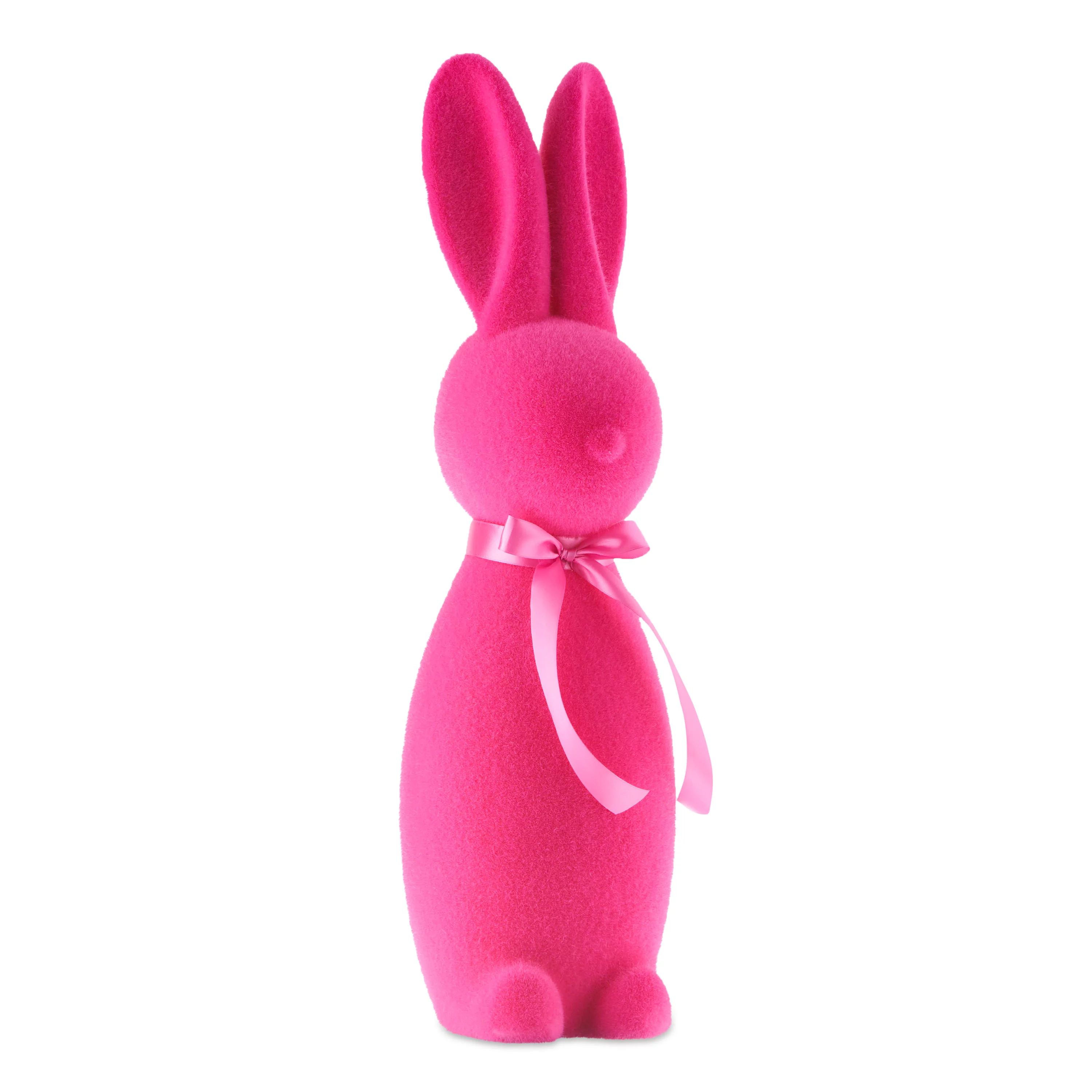 Way to Celebrate Easter Flocked Bunny Decor, Bright Pink, 16" | Walmart (US)