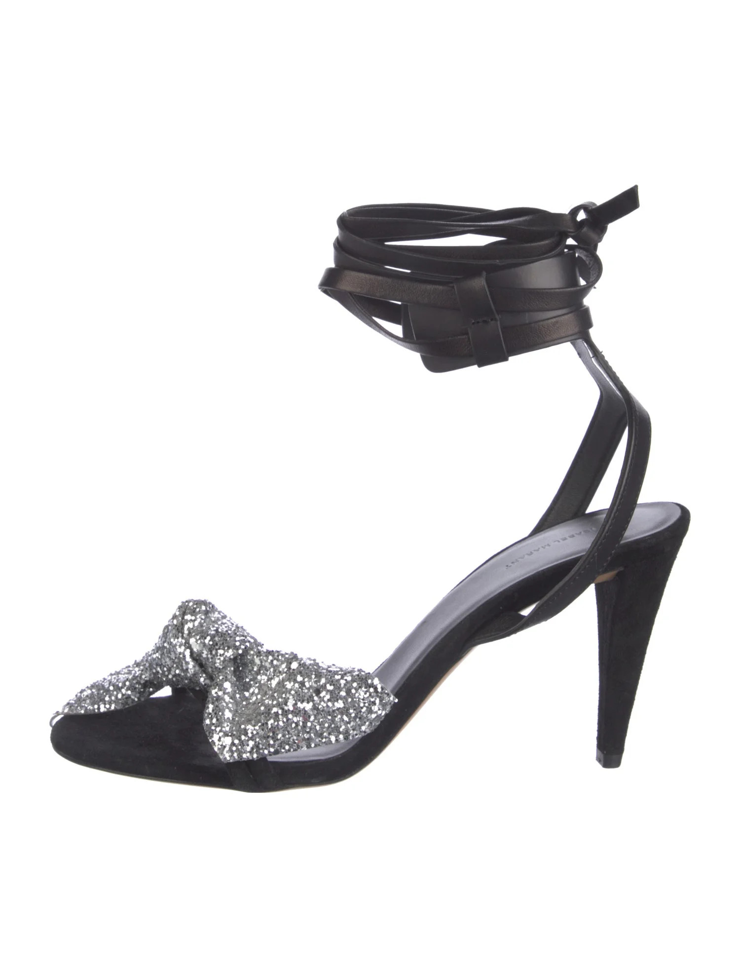 Leather Glitter Accents Sandals | The RealReal