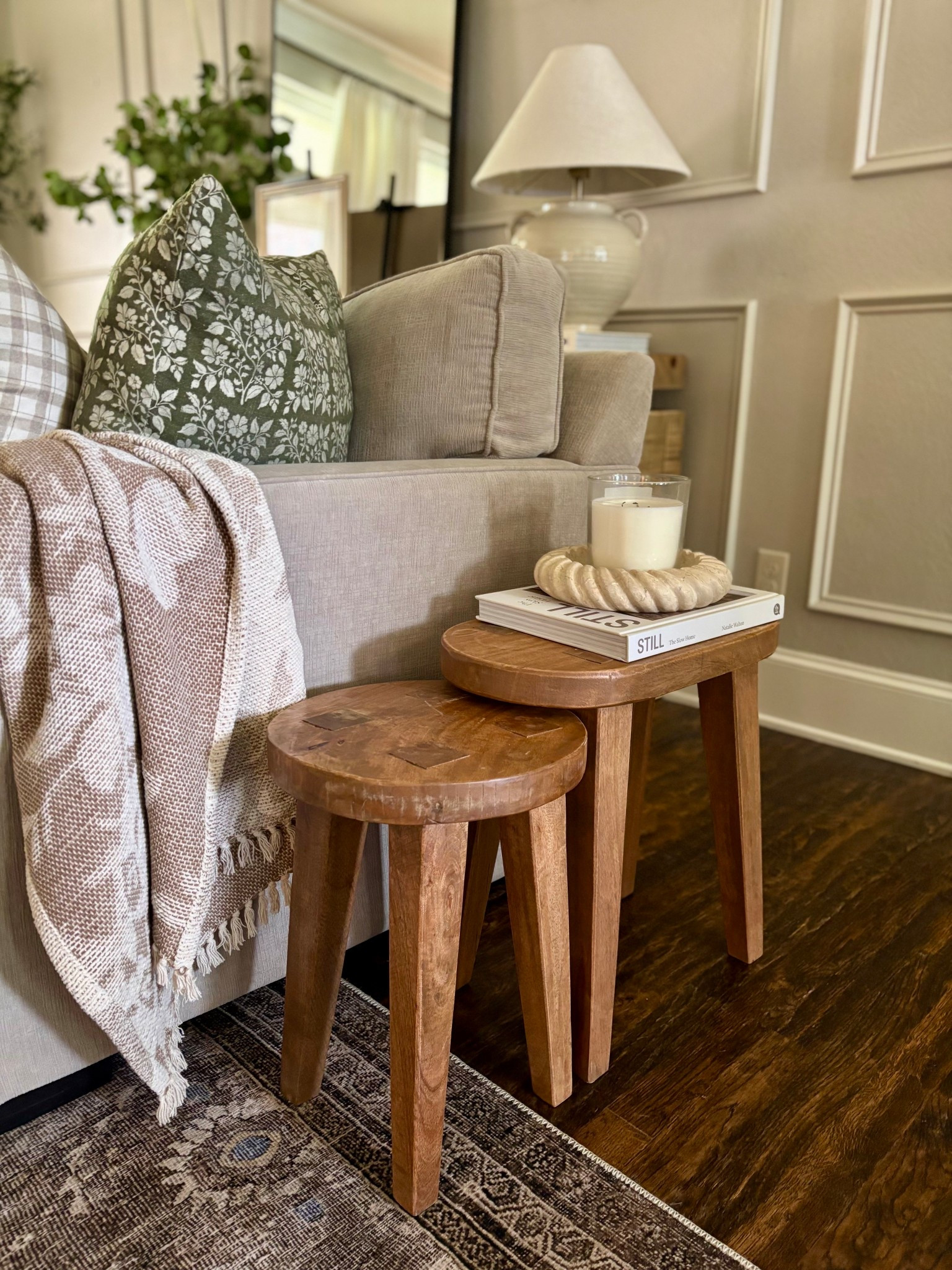 Love these wooden accent stools I have in my living room!  Currently on sale!  Also come in black  

#LTKHome #LTKSaleAlert